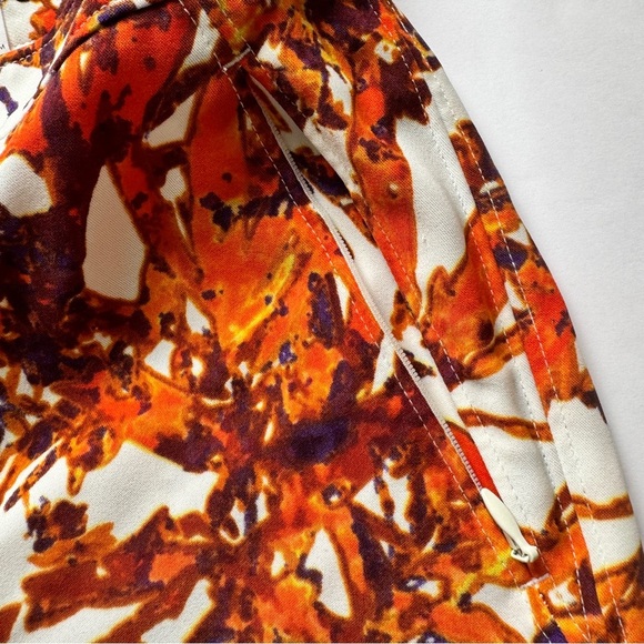 Club Monaco Pants Trousers Botanical Print Orange Tropical Sz 2 - Picture 10 of 15